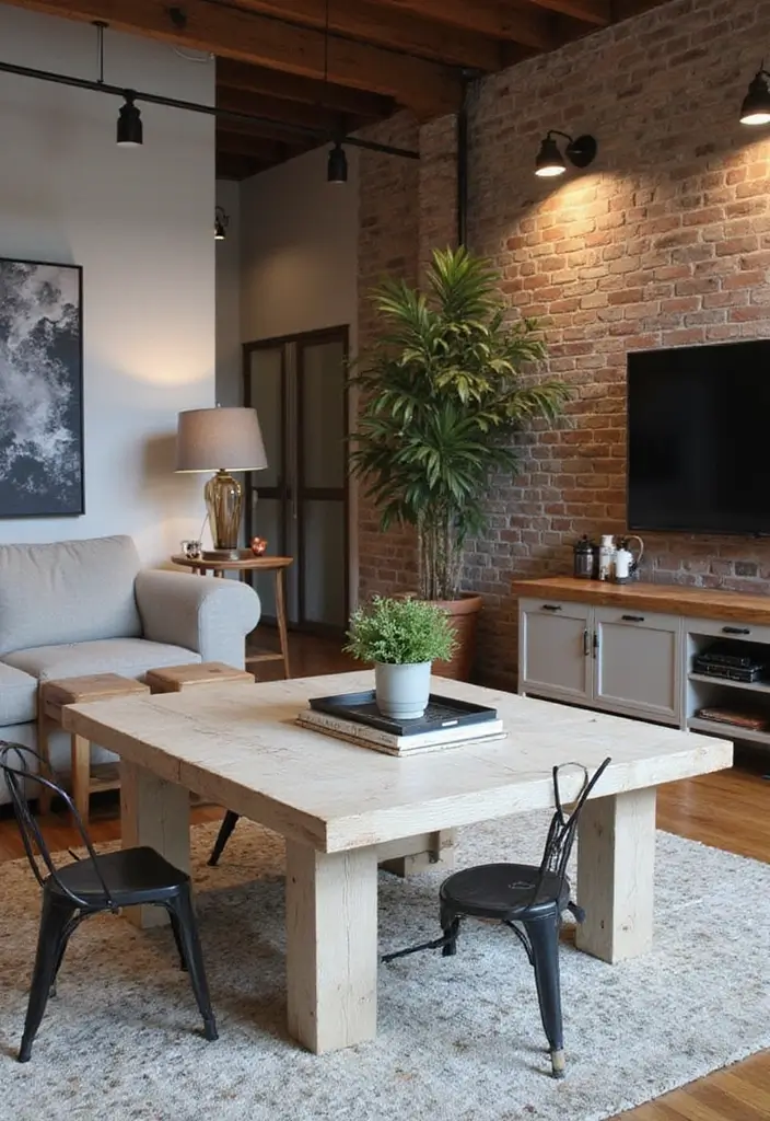 28 White Oak Living Room Ideas That Feel Warm and Natural - 10. Combining White Oak with Industrial Elements