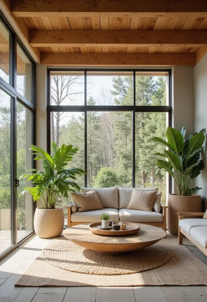 28 White Oak Living Room Ideas That Feel Warm and Natural - 14. Outdoor-Inspired White Oak Living Room