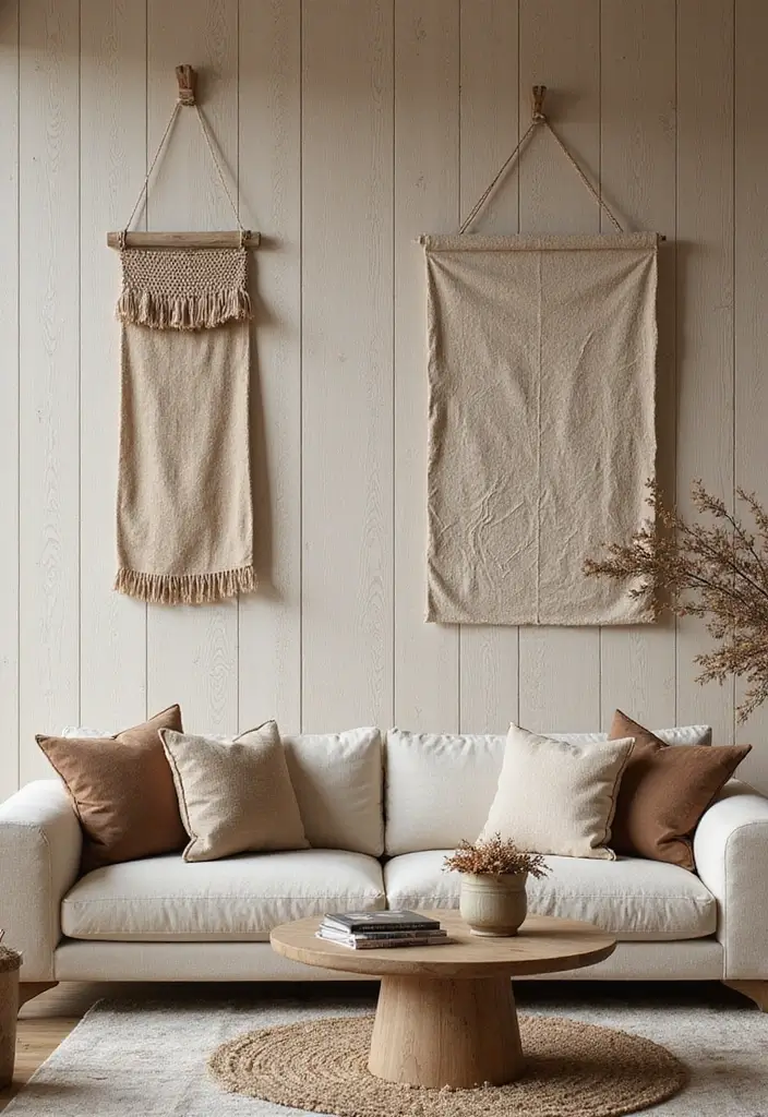 28 White Oak Living Room Ideas That Feel Warm and Natural - 15. Textured Wall Treatments in White Oak Living Room