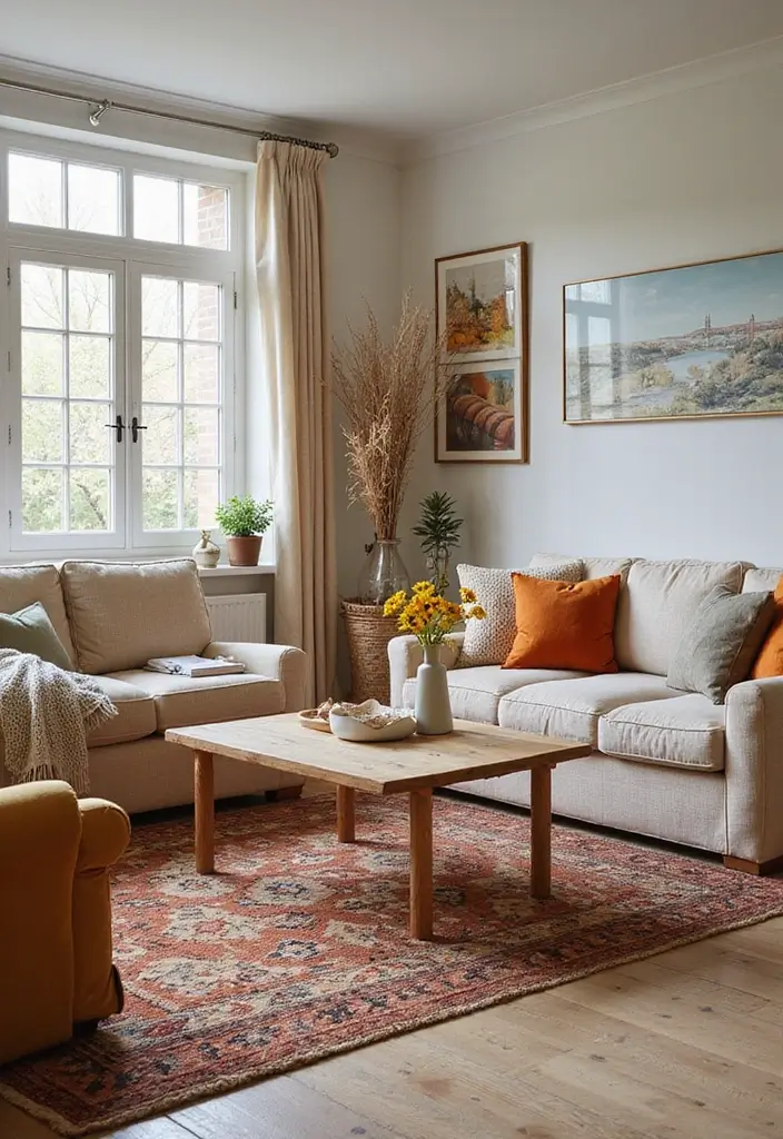 28 White Oak Living Room Ideas That Feel Warm and Natural - 19. Seasonal Decor with White Oak Living Room