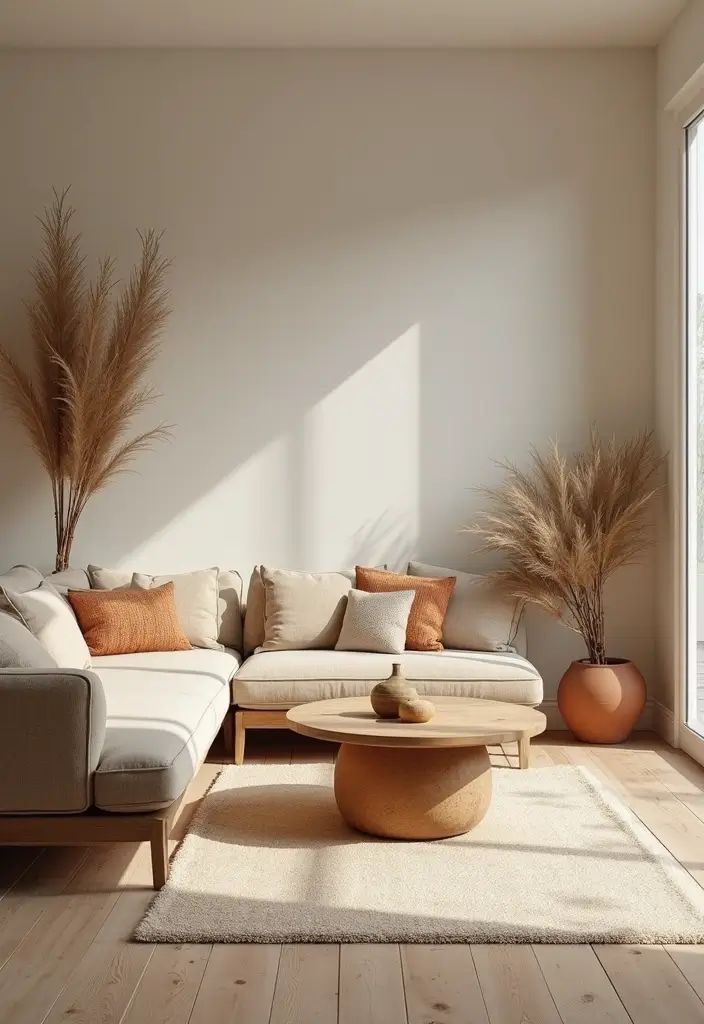 28 White Oak Living Room Ideas That Feel Warm and Natural - 5. Earthy Tones with White Oak