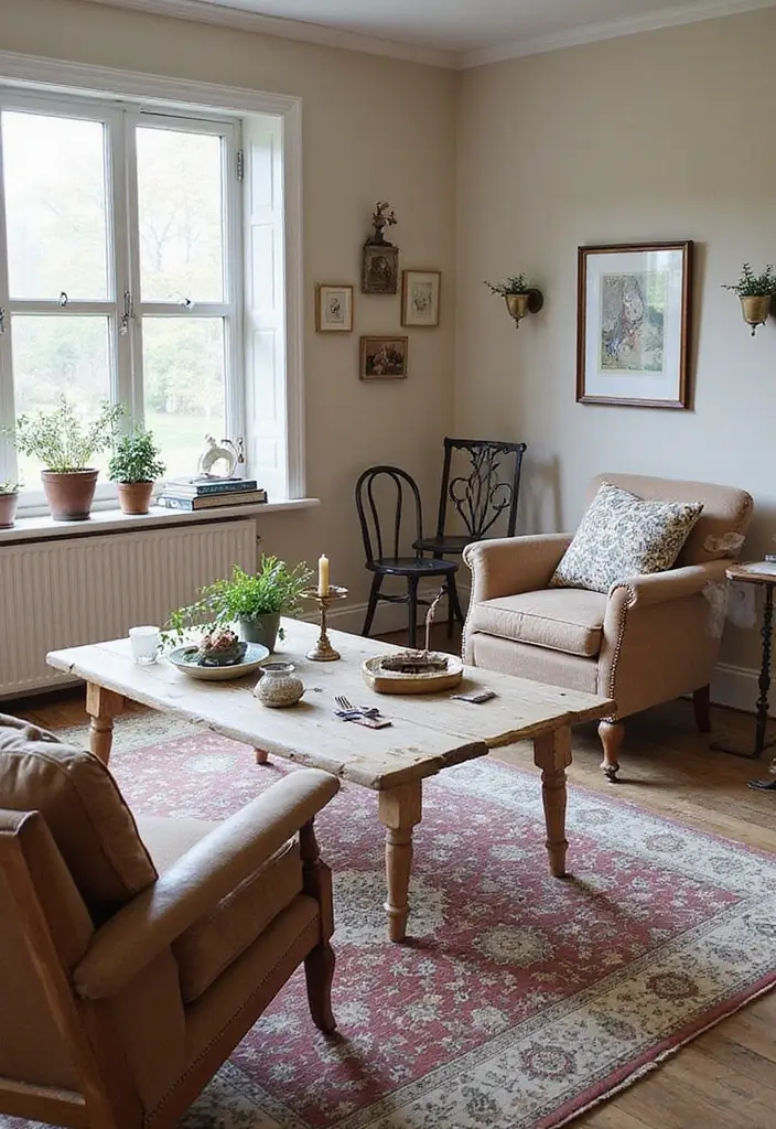 28 White Oak Living Room Ideas That Feel Warm and Natural - 7. Vintage Vibes with White Oak