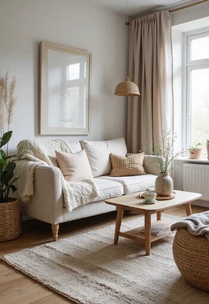28 White Oak Living Room Ideas That Feel Warm and Natural - 8. Layered Textures in White Oak Living Room