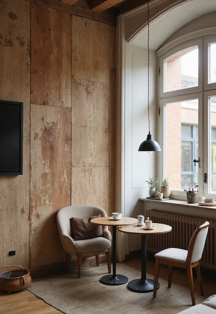 29 Coffee Corner Ideas in Living Room That Feel Cozy and Inviting - 12. Textured Wall Panels