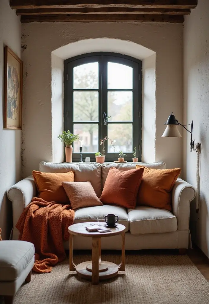 29 Coffee Corner Ideas in Living Room That Feel Cozy and Inviting - 21. Warm Textiles