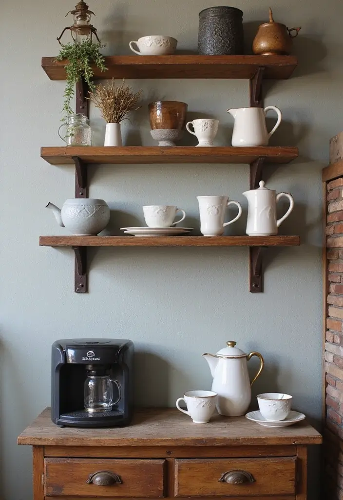 29 Coffee Corner Ideas in Living Room That Feel Cozy and Inviting - 6. Vintage Finds