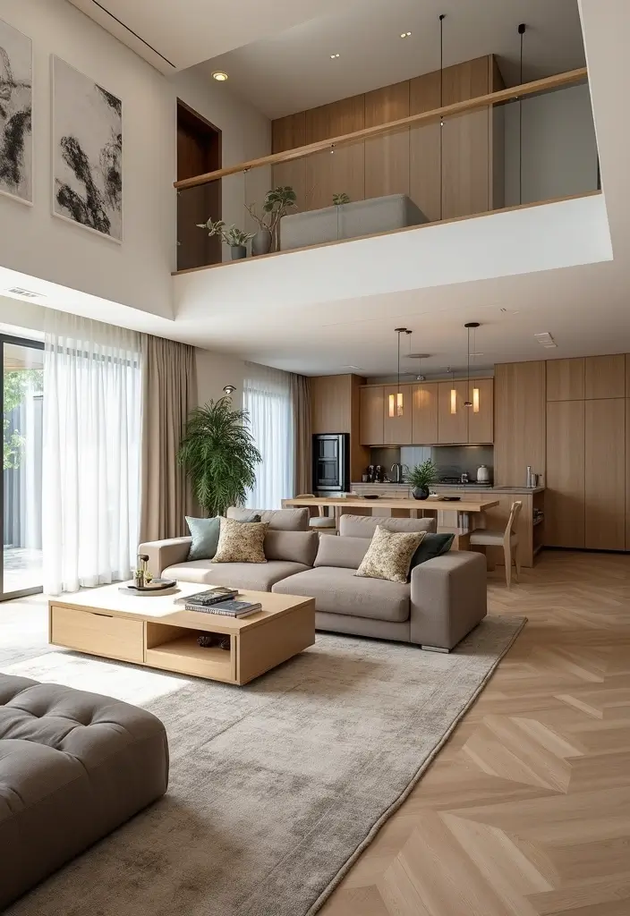 29 Flat Living Room Ideas That Feel Minimal and Elegant - 17. Open Floor Plans