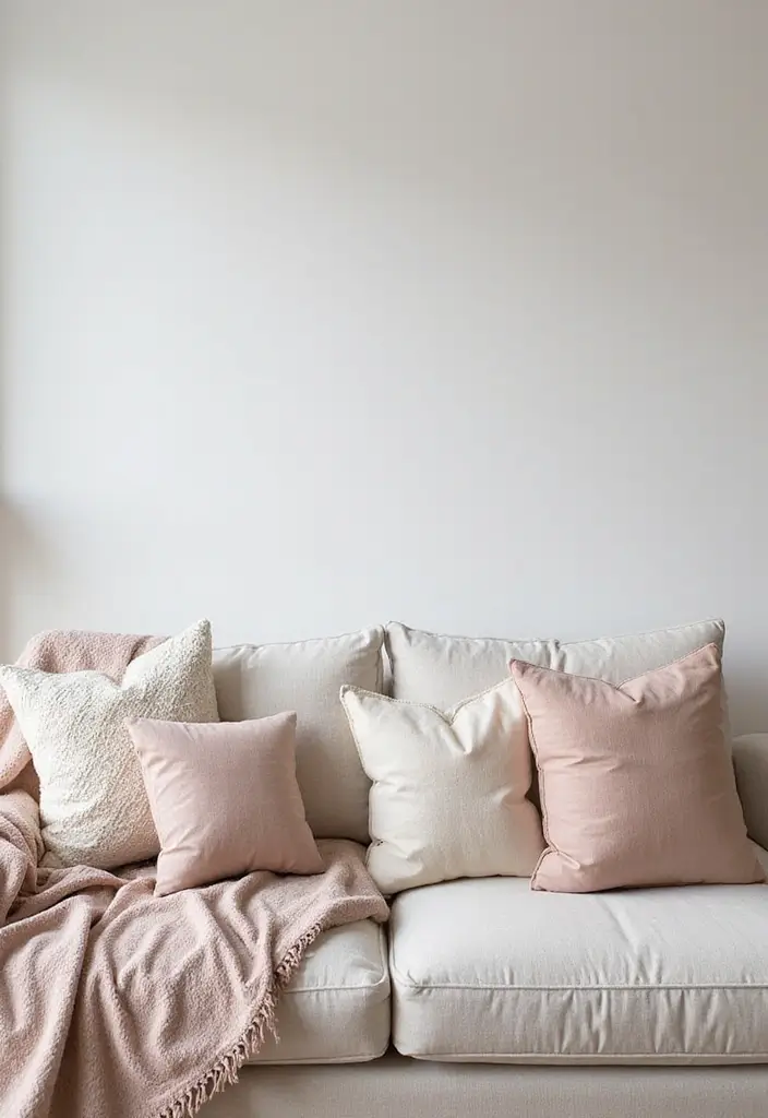 29 Flat Living Room Ideas That Feel Minimal and Elegant - 19. Minimalist Textiles