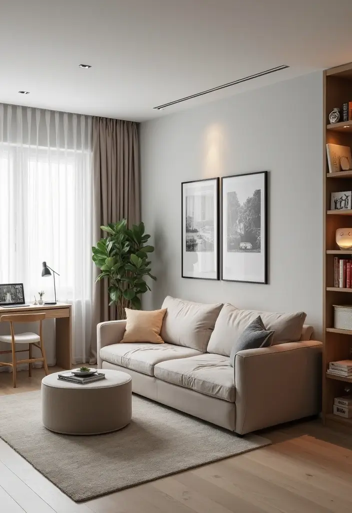 29 Flat Living Room Ideas That Feel Minimal and Elegant - 2. Multi-Functional Furniture