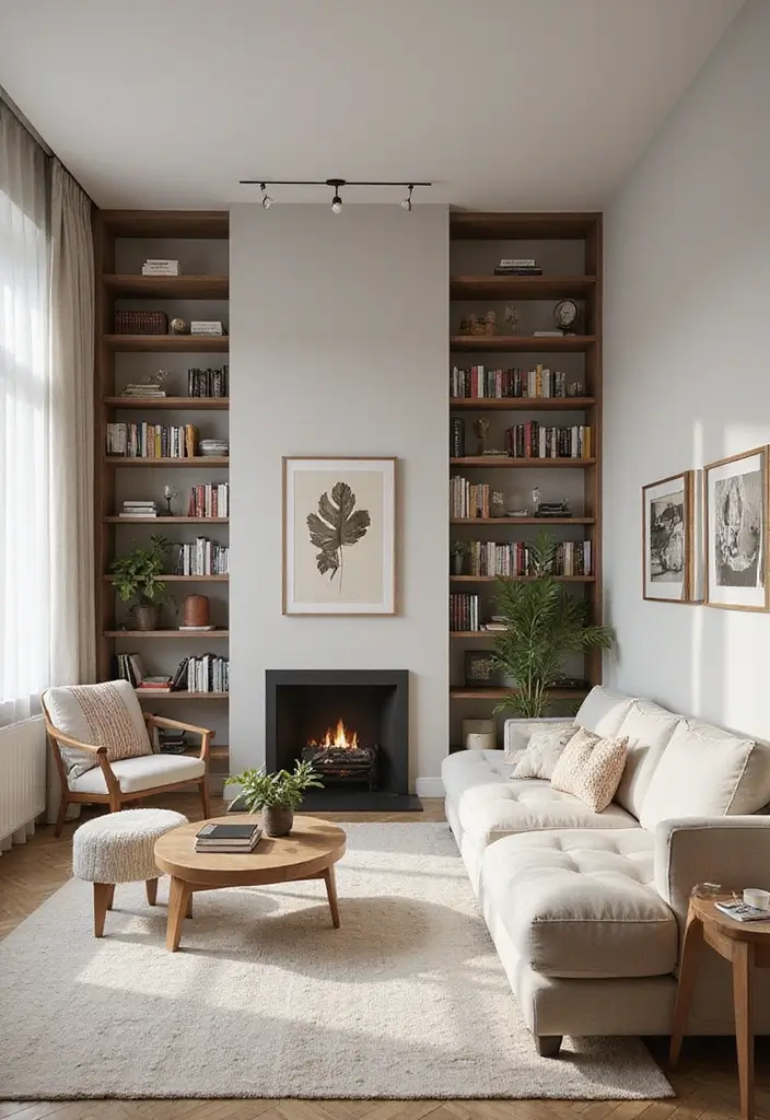 29 Flat Living Room Ideas That Feel Minimal and Elegant - 20. Efficient Use of Vertical Space