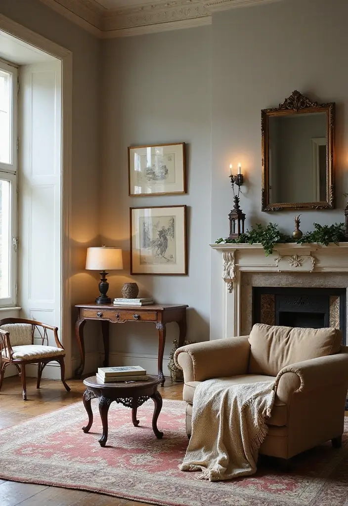 29 Living Room Esthetics Ideas That Feel Balanced and Beautiful - 15. Vintage Accents