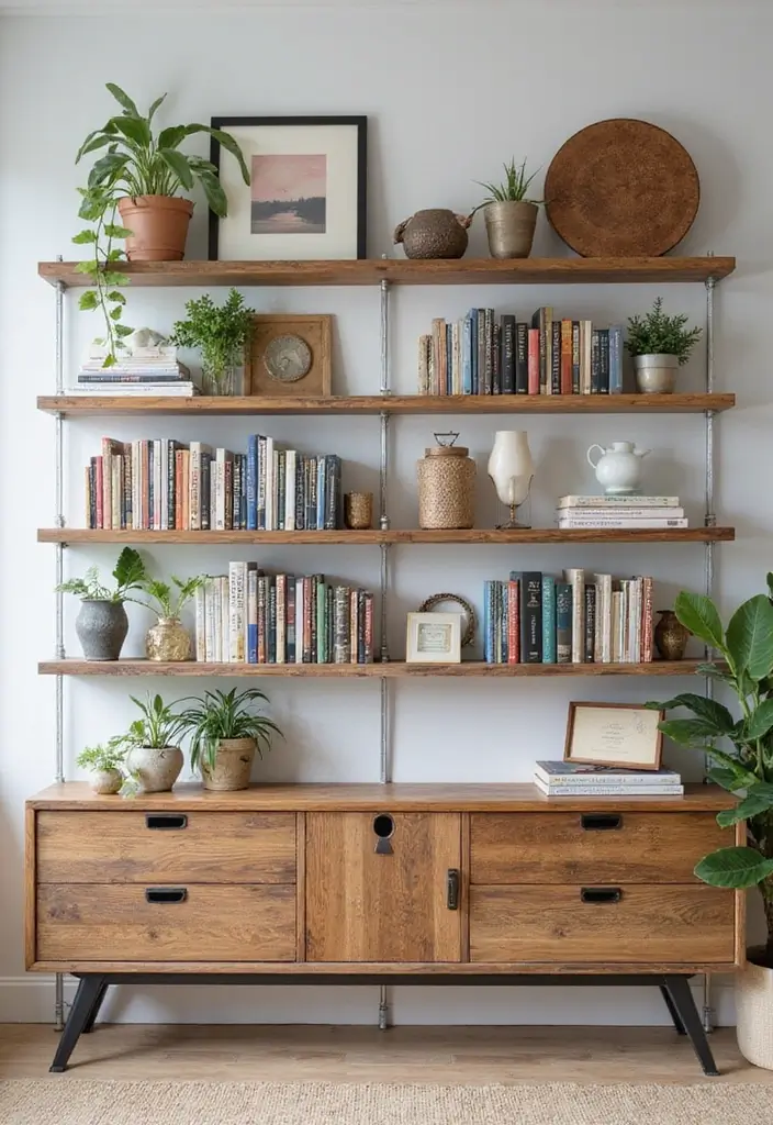 29 Living Room Esthetics Ideas That Feel Balanced and Beautiful - 9. Open Shelving