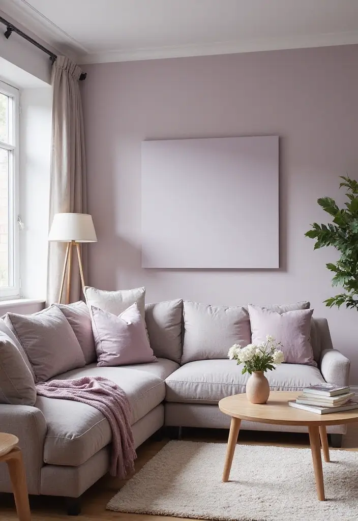 29 Living Room Mood Board Colour Schemes That Inspire Your Design - 10. Subtle Lavender and Earthy Taupes