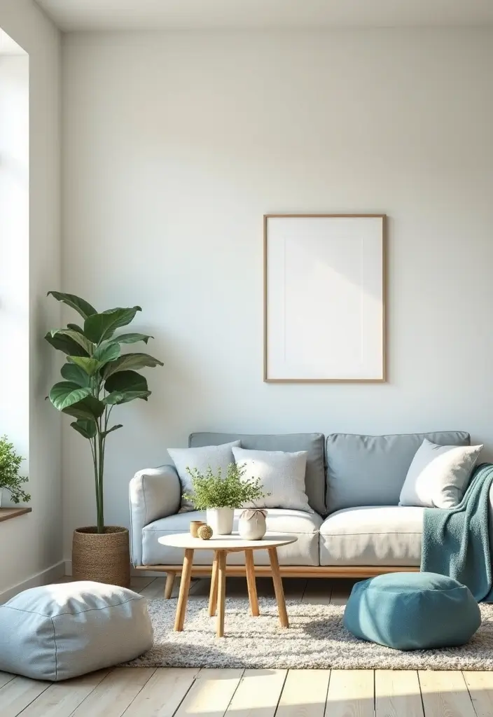 29 Living Room Mood Board Colour Schemes That Inspire Your Design - 24. Creamy Whites and Dusty Blues