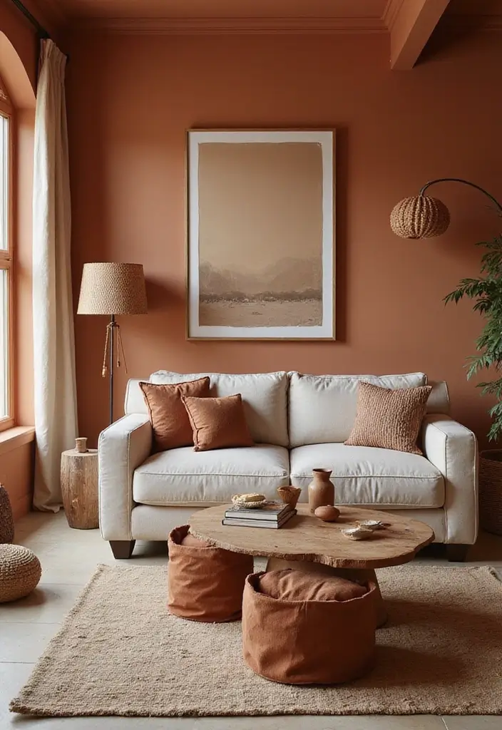 29 Living Room Mood Board Colour Schemes That Inspire Your Design - 3. Warm Terracotta and Muted Neutrals