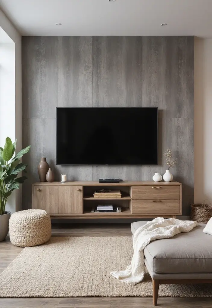 29 Living Room TV Wall Paint Ideas That Feel Modern and Fresh - 14. Chic Gray Wash