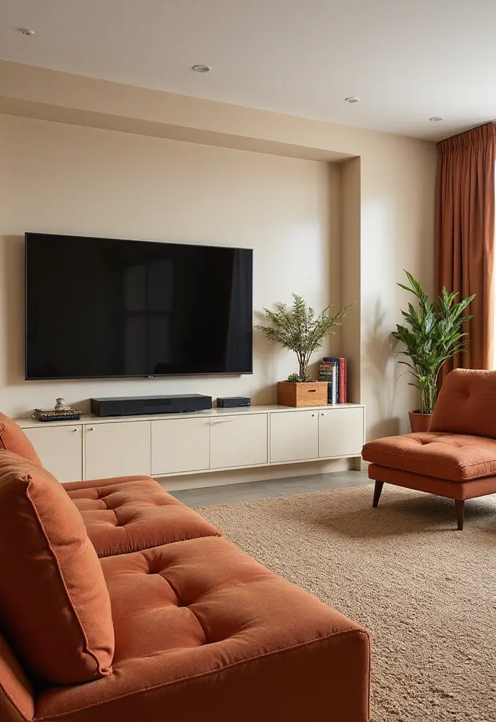 29 Living Room TV Wall Paint Ideas That Feel Modern and Fresh - 25. Subtle Cream