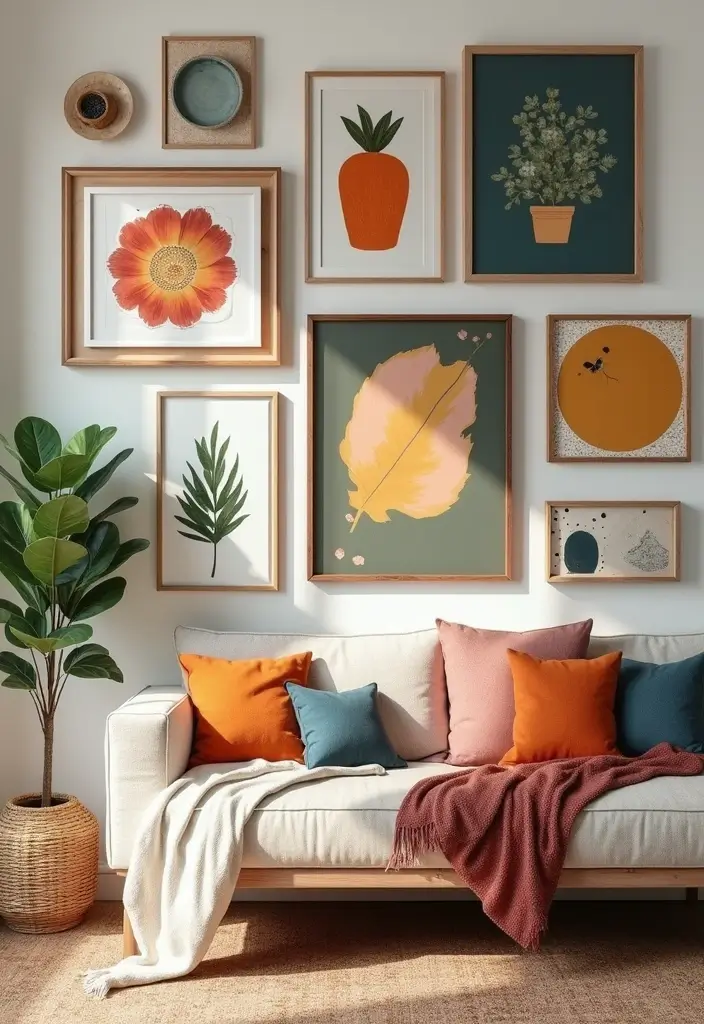 29 Magical Living Room Ideas That Feel Whimsical and Dreamy - 2. Whimsical Gallery Walls