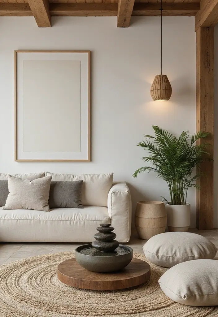 29 Magical Living Room Ideas That Feel Whimsical and Dreamy - 29. Serene Zen Spaces