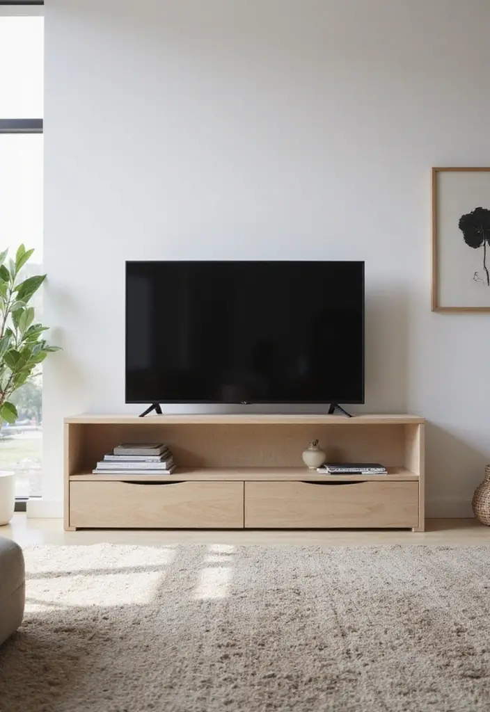 29 Simple TV Cabinet Design for Living Room That Looks Clean and Sleek - 16. Minimalist Box Cabinet