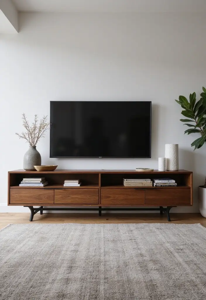 29 Simple TV Cabinet Design for Living Room That Looks Clean and Sleek - 7. Elegant Sideboard