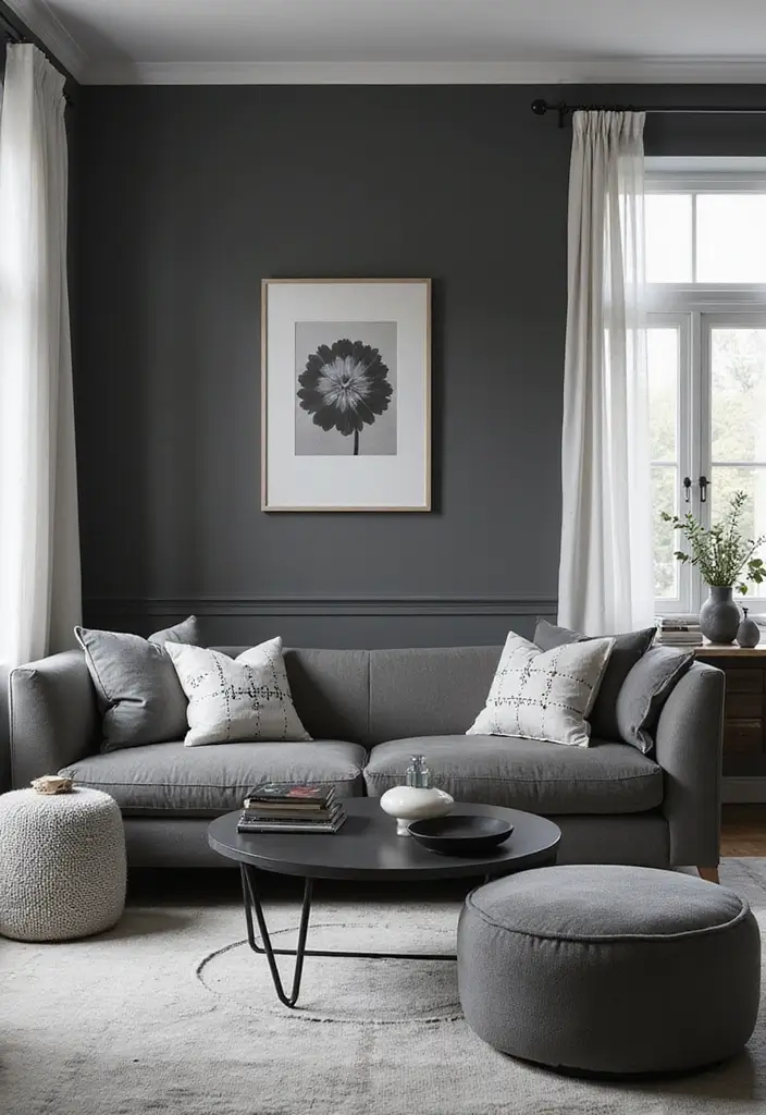 29 Sims Living Room Ideas That Feel Creative and Realistic - 17. Monochrome Magic