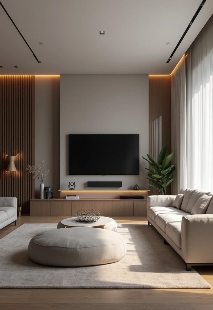 29 Sims Living Room Ideas That Feel Creative and Realistic - 20. Tidy Tech Integration