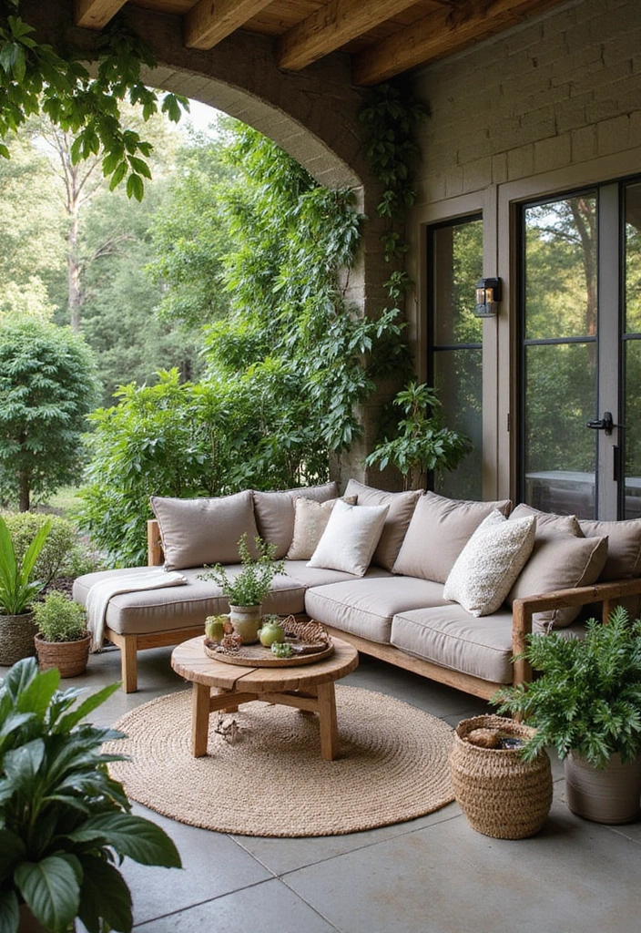 29 Taupe Sofa Living Room Ideas That Feel Soft and Neutral - 18. Outdoor-Inspired Living Room