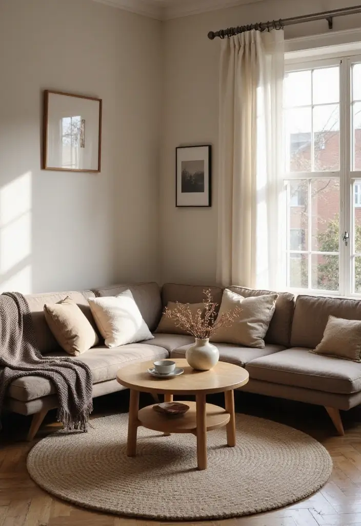 29 Taupe Sofa Living Room Ideas That Feel Soft and Neutral - 2. Cozy Corner Nook