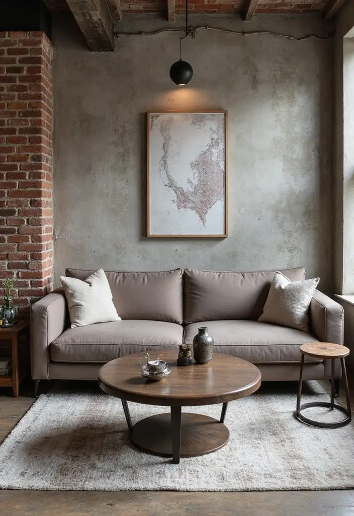29 Taupe Sofa Living Room Ideas That Feel Soft and Neutral - 6. Industrial Elegance