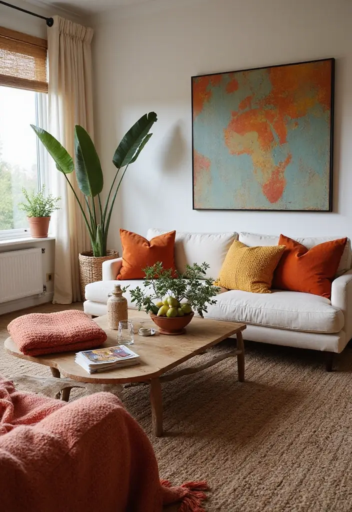 29 Western Living Room Decor Ideas That Feel Rustic and Cozy - 18. Warm Colorful Accents