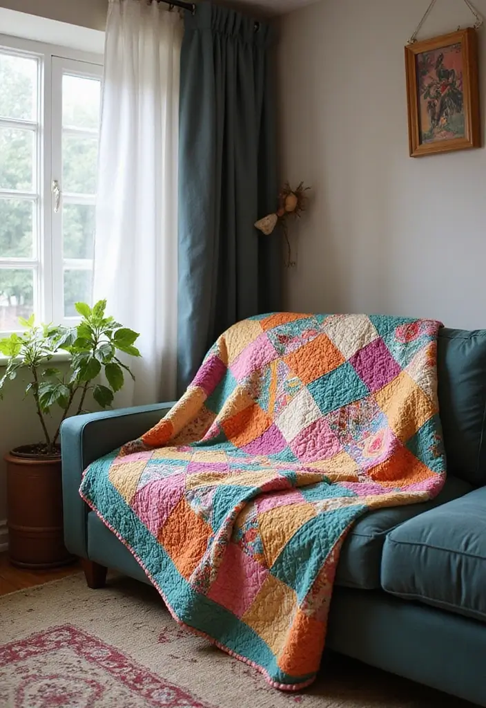 29 Western Living Room Decor Ideas That Feel Rustic and Cozy - 22. Handmade Quilts