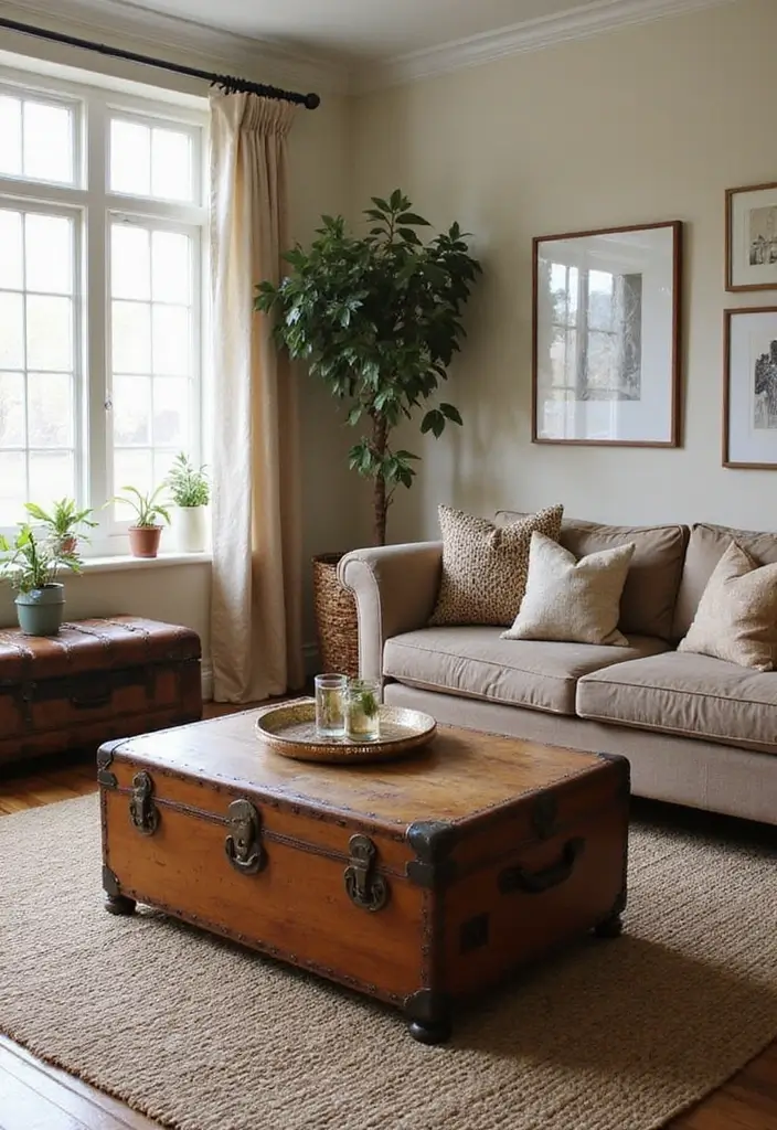 29 Western Living Room Decor Ideas That Feel Rustic and Cozy - 23. Vintage Trunks as Decor