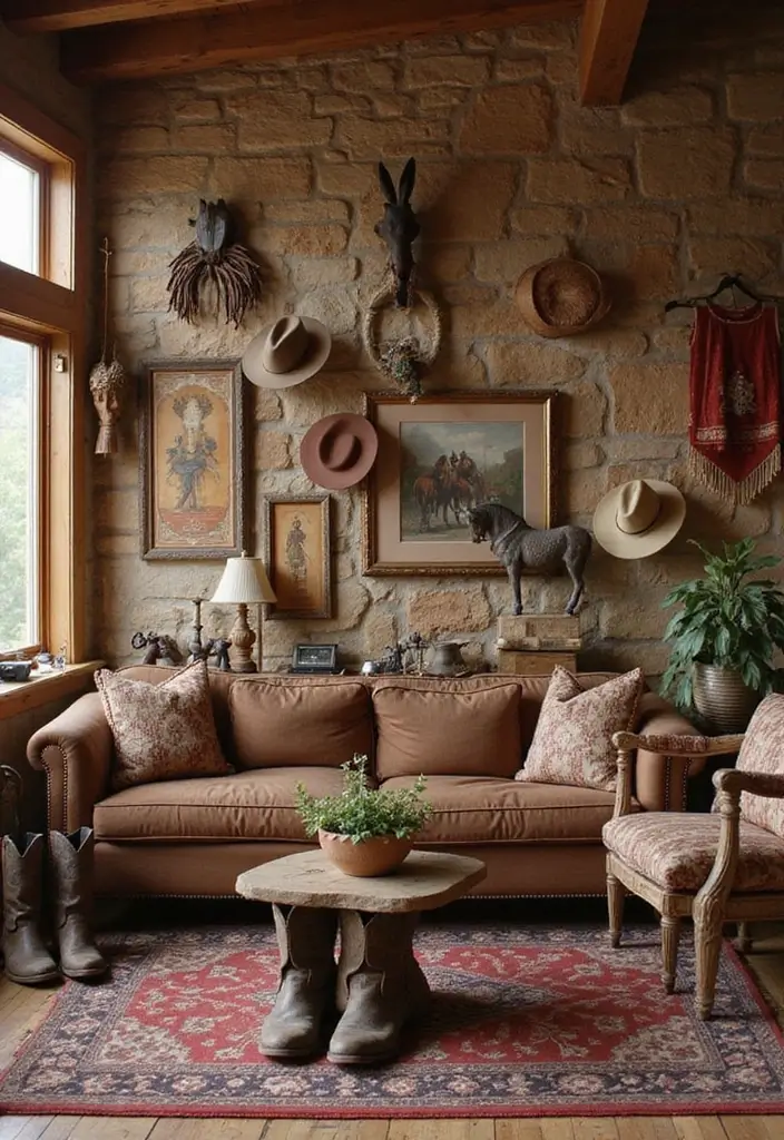 29 Western Living Room Decor Ideas That Feel Rustic and Cozy - 8. Western-Themed Accessories