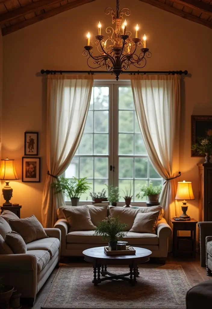 29 White Farmhouse Living Room Ideas That Feel Bright and Cozy - 5. Farmhouse-Inspired Light Fixtures