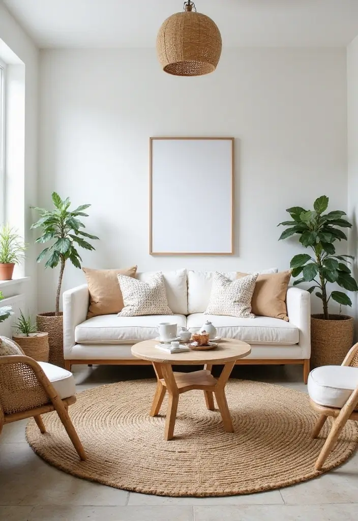 29 White Farmhouse Living Room Ideas That Feel Bright and Cozy - 7. Natural Elements to Bring the Outdoors In