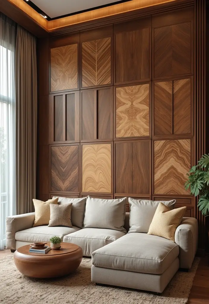 29 Wood Panel Accent Wall Living Room Ideas That Feel Rustic and Modern - 18. Custom Wood Panel Designs