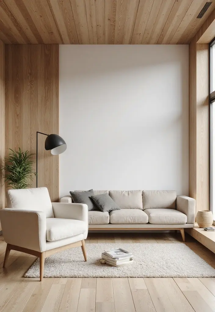 29 Wood Panel Accent Wall Living Room Ideas That Feel Rustic and Modern - 20. Minimalist Wood Panel Ideas