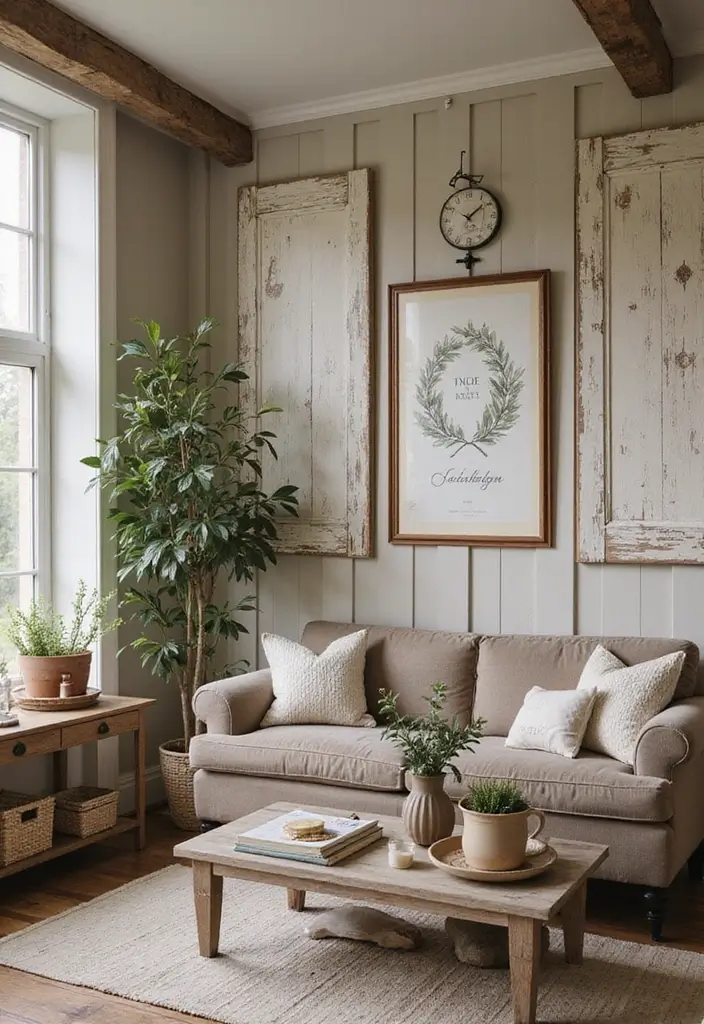 29 Wood Panel Accent Wall Living Room Ideas That Feel Rustic and Modern - 23. Rustic Farmhouse Panels