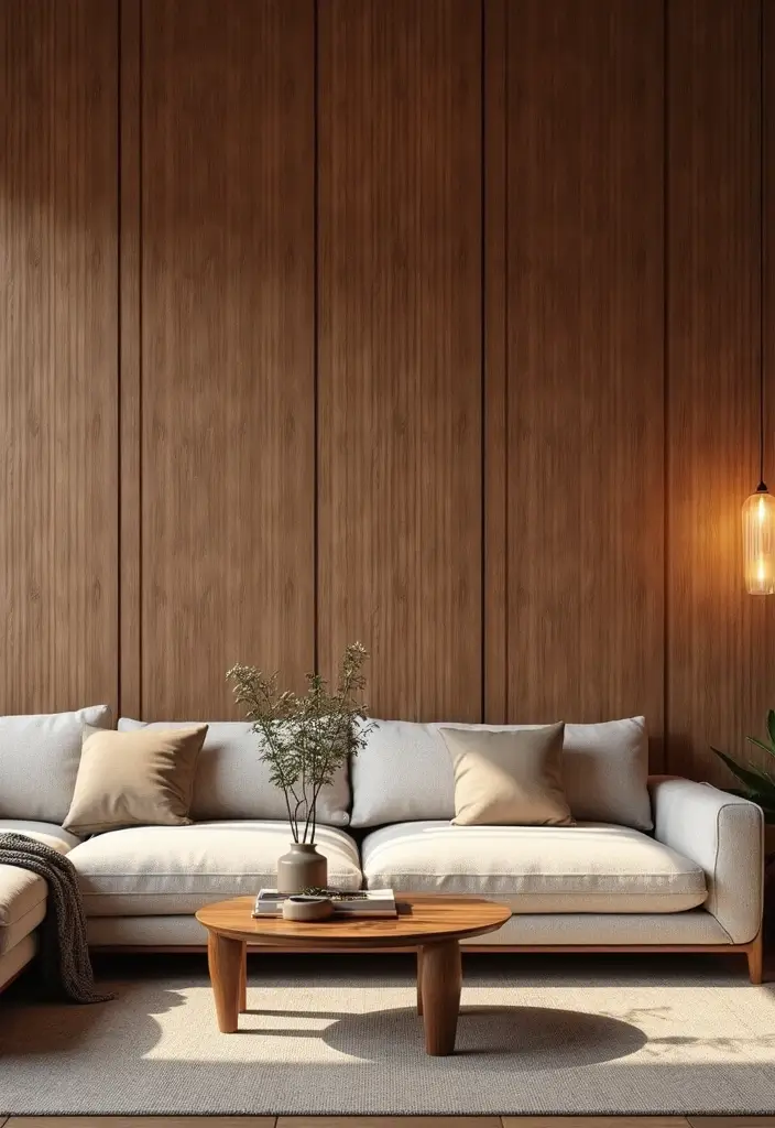 29 Wood Panel Accent Wall Living Room Ideas That Feel Rustic and Modern - 4. Textured Wood Paneling