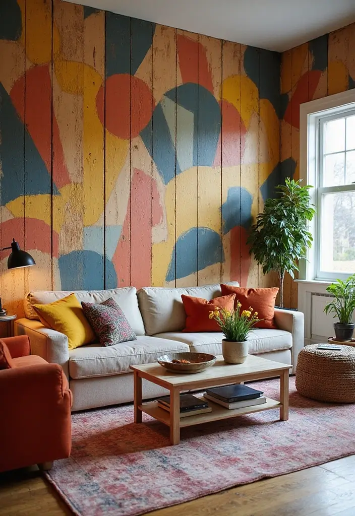 29 Wood Panel Accent Wall Living Room Ideas That Feel Rustic and Modern - 9. Painted Wood Panels