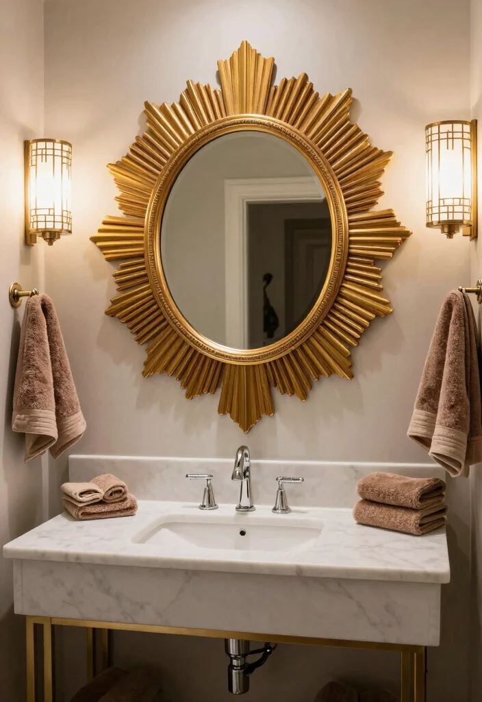 14 Art Deco Bathroom Vanity Ideas With Glam Style - 4. Ornate Mirror Designs 1
