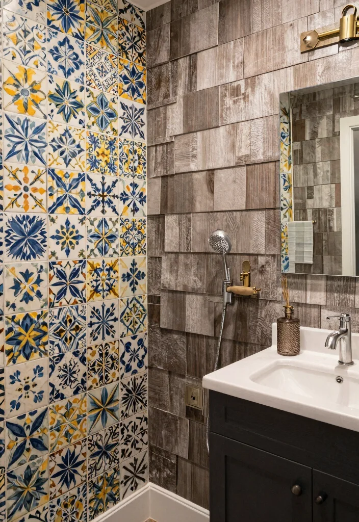 14 Bathroom Ideas With Separate Toilet Rooms - 12. Creative Wall Treatments 1