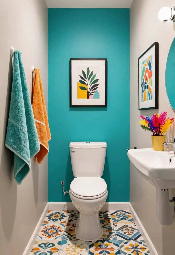 14 Bathroom Ideas With Separate Toilet Rooms - 5. Bold Color Choices 1