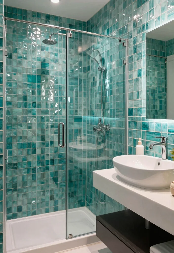 14 Bathroom Tile Ideas Inspired By Home Depot Styles - 12. Luxurious Glass Tiles 1