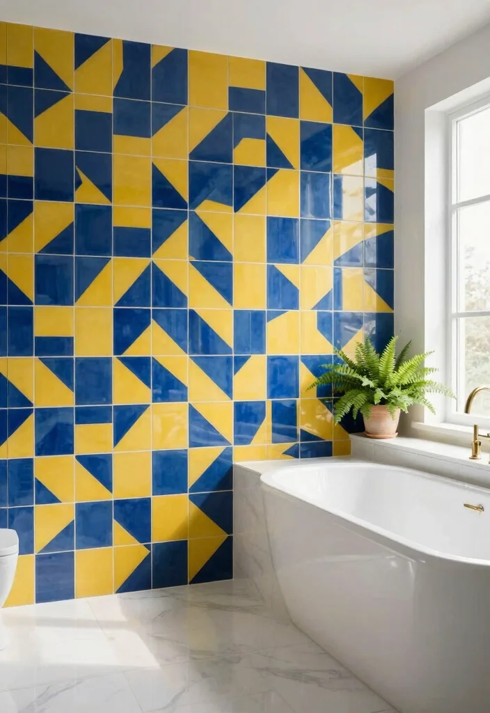 14 Bathroom Tile Ideas Inspired By Home Depot Styles - 2. Bold Geometric Patterns 1
