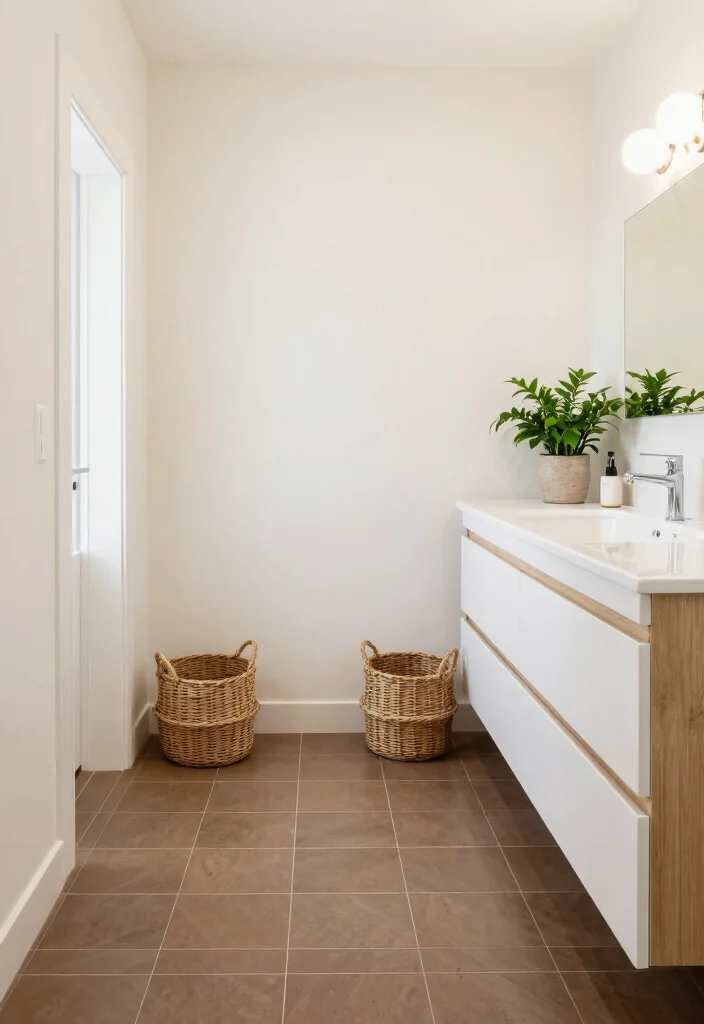 14 Brown Tile Bathroom Colour Palette Ideas - 12. Creamy Whites with Brown Accents 1