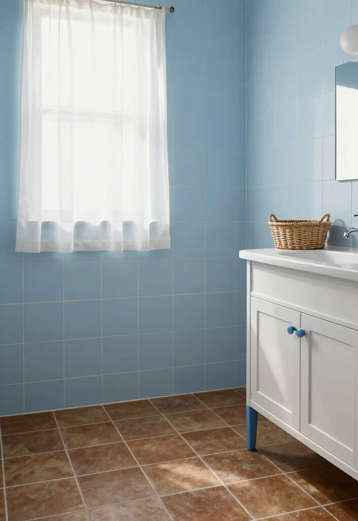 14 Brown Tile Bathroom Colour Palette Ideas - 6. Light Blues with Brown 1