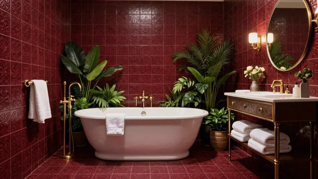 14 Burgundy Tile Bathroom Ideas With Rich Colour