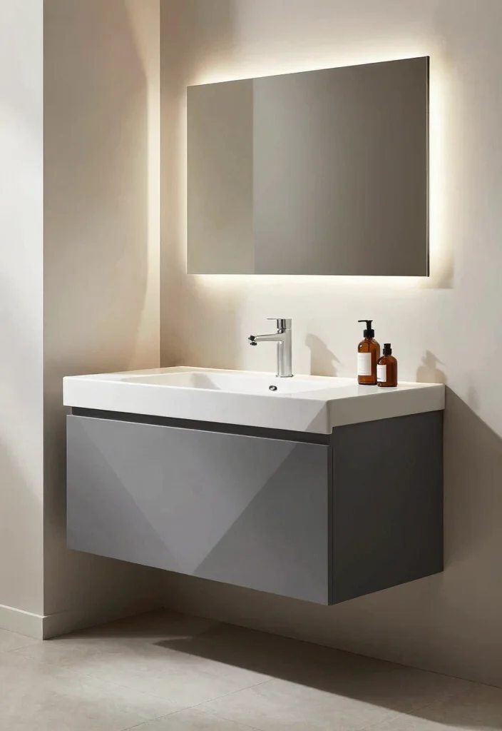 14 Floating Bathroom Vanity Ideas For Modern Homes - 10. Geometric Designs: A Modern Twist 1